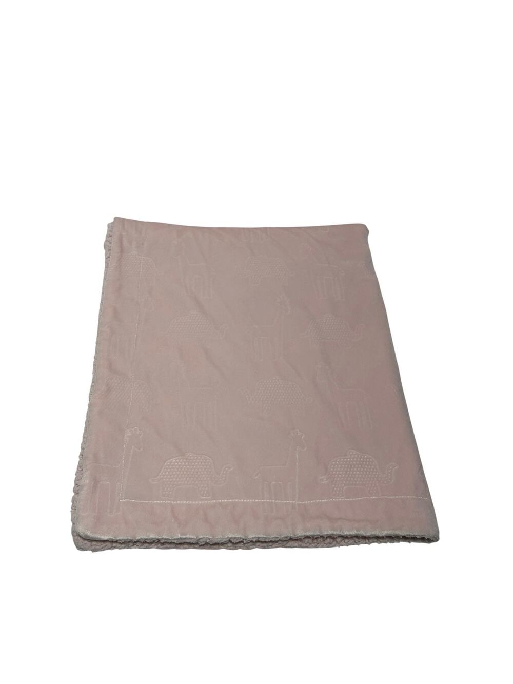 SL Home Fashions Pink Elephant Giraffe Embossed Baby Blanket Sherpa Back